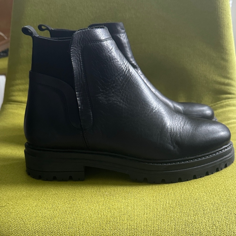 Black Leather Womens Steve Madden Moira Boots
